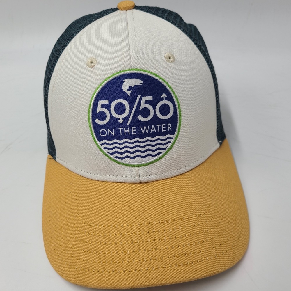 Orvis Hat Snapback Trucker Mesh 50/50 On The Water Fishing White‎ Blue Outdoors
